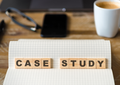 wooden cubes displaying the words 'case study'